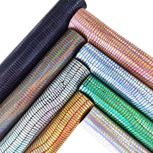135x30cm 2021 holographic Reflective Faux Leather Fabric Cotton Back for Making Shoe Bag Craft Decoration Purse
