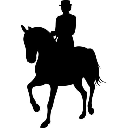 8.6*12.7CM Fashion Lady Horseback Riding Car Stickers Personalized Vinyl Reflective Decals Black/Silver C7-0850