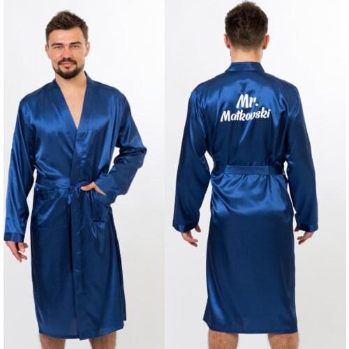 Custom Mens Satin Robes Fathers Day Gift King Robe Name Mens Robe Wedding Gift for Him Personalized Birthday Gift for Man