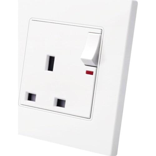 White 250V 13A 86 type Panel Britain Singapore HK UK Wire Cable Wall Switch Outlet Grounding Concealed Adaptor Power Socket A8