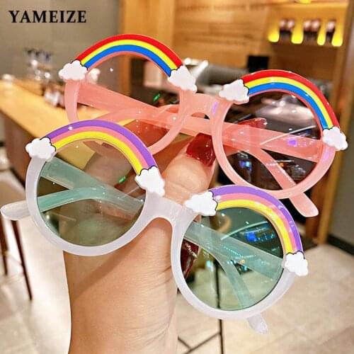 YAMEIZE Children Round Sunglasses Kids Rainbow Sun Glasses Baby Shades Colorful Eyeglasses Boys Girls Purple Cute Eyewear UV400