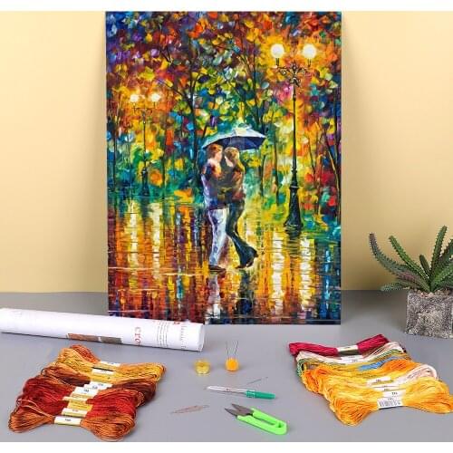 Oil Painting Style Printed Fabric 11CT Cross Stitch Embroidery Full Kit DMC Threads Hobby Handmade Handicraft Knitting Needle