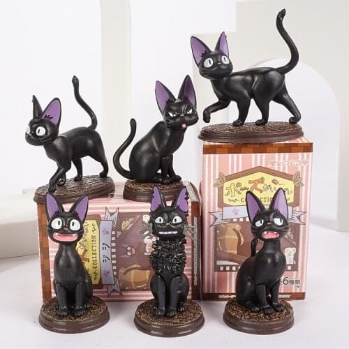 Classic Cartoon Anime Kikis Delivery Service Black Cat Jiji Min PVC Figure Collectible Model Toys 6pcs/set