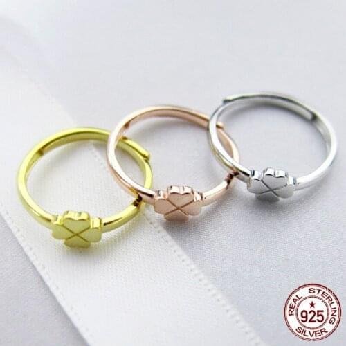 S925 sterling silver ring personality fashion jewelry four-leaf clover opening ring clover simple fresh girlfriend gift new hot