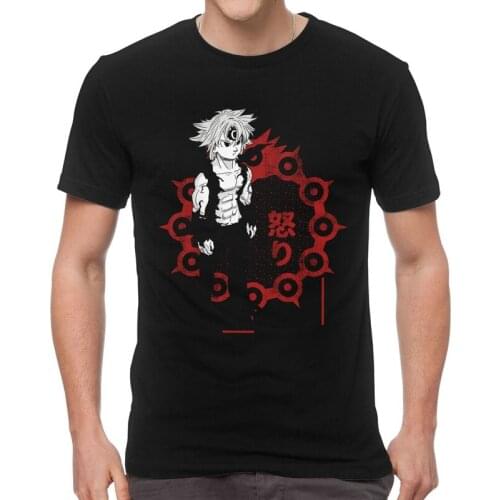 Mens Anime Manga Meliodas T-Shirt Fashion Manga Seven Deadly Sins Tshirt Short Sleeve Unique T Shirts Cotton Tee Tops Gift Idea
