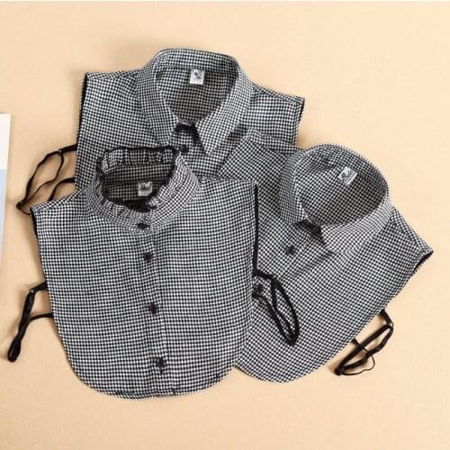 Mens Plaid Fake Collar for Women Stand Shirt Detachable Collar False Collar Lapel Blouse Top Neckwear Sweater Decorative