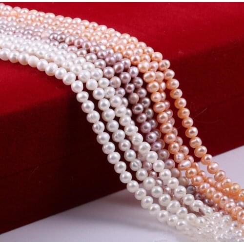 Natural Freshwater Pearl Beads Nearly Round for Women Necklace Bracelet Jewelry Making DIY Accessories Size 4-5/5-6/6-7/7-8mm