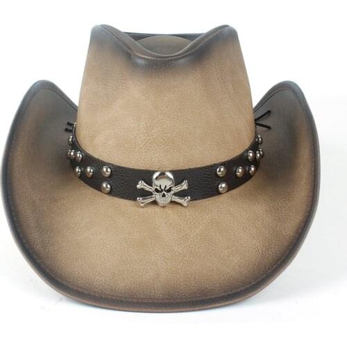 New Fashion Winter Vintage Retro Womens Mens Wide Brim Leather Cowboy Cowgirl Western Hat With Leather Band