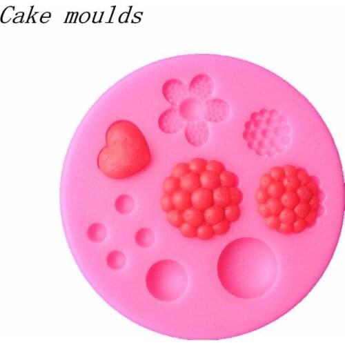 Wholesale Silicone mold K232 Mini heart flower button shape Decoration clay mold Fondant cake mold DIY tools