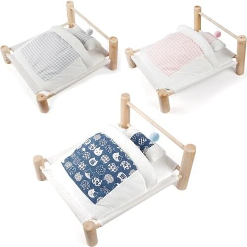 Cat Bed Kawaii Removable Sleeping Bag Mat Hammock Beds for Lounger Wooden Cats House Winter Summer Pets Bed Small Dogs Sofa Mat