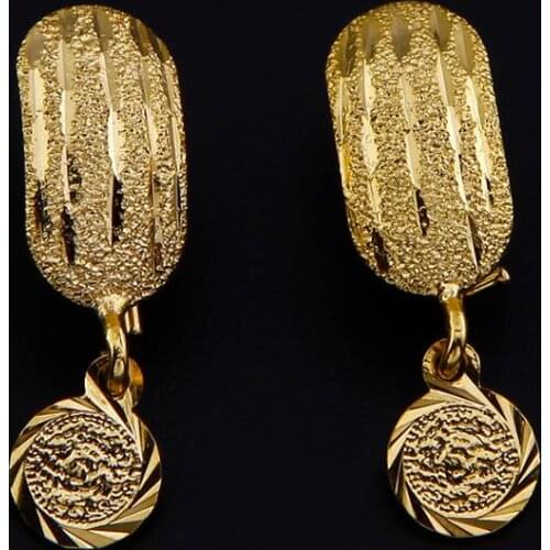 Gold Color Africa Coin Earrings For Women Girl Small Dubai Coins Earrings Arab Jewelry