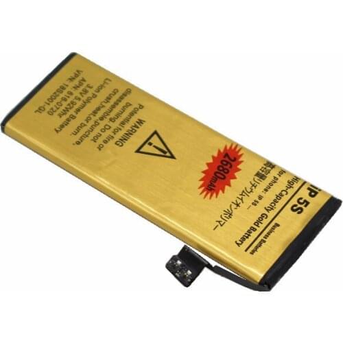 50pcs /lot 2680mAh 0 zero cycle Replacement Gold Li-Polymer Battery For iPhone 5S 5 S Accumulator Batteries