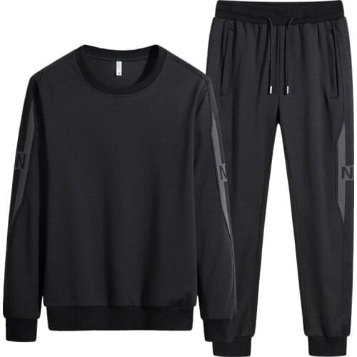 MenS Sportswear Suit Spring Autumn Jogging Sports Sets Young Male Student Fashion Tracksuit Sweatshirt + Pants Plus Size 7XL
