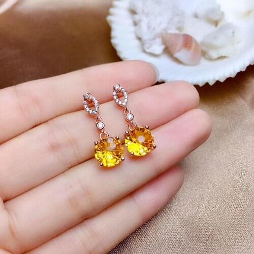 Super Good Color Citrine Earring Natural And Real 925 Sterling Silver Citrine Earring