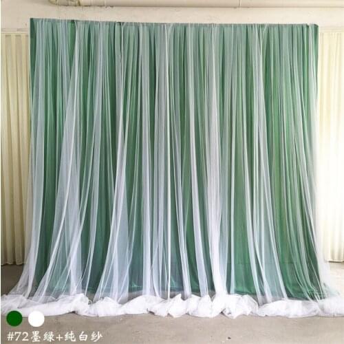 Wedding backdrop curtain event party decor customized wedding stage background ice silk drape backdrop with organza