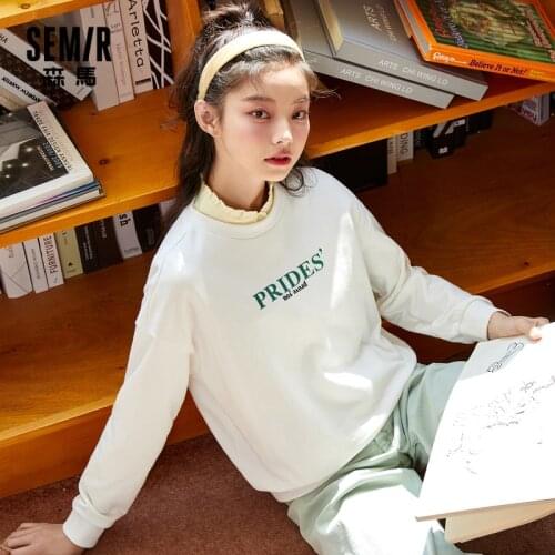 SEMIR Sweatshirt Women Spring O Neck Folded Jacket Women Loose Korean Style Sweet Tops Girl Trend Ins WomenS Clothing
