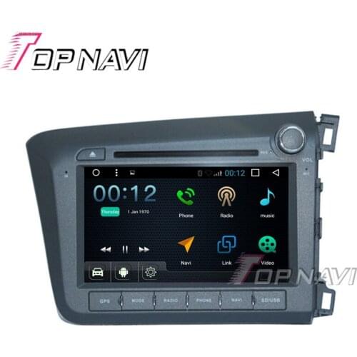 TOPNAVI 8" 1024*600 Quad Core 16G Android 6.0 Car DVD Multimedia Player for Honda CIVIC 2012 Autoradio GPS Navigation Audio
