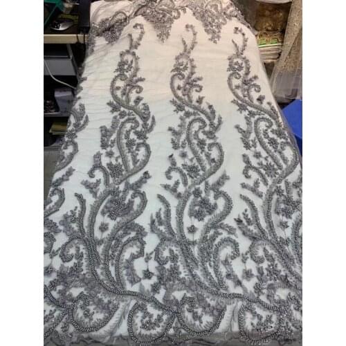 Heavy beaded bridal tulle lace J-18681 African french net sewing fabric with high quality