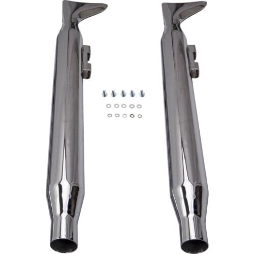 36" Moderate Silver Fishtail Exhaust Slip On Mufflers Pipes for Harley Road King Ultra Classic 95-16