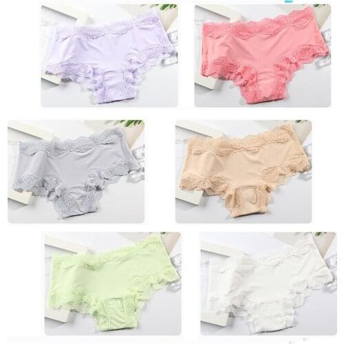 ATOXY Women Sexy Lace Briefs Panties Summer Traceless Nylon Underwear Low Waist Female Lingerie 3Pcs/set Seamless Panties