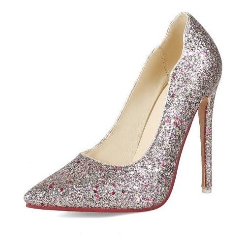 18 new sexy fine with ultra high fashion with tines sequins shallow mouth single shoes size 43 yards 31-18125