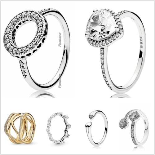 Original 925 Sterling Silver Radiant Large Teardrop Ring With Crystal Rings For Women Wedding Party Gift Europe Fashion Jewelry