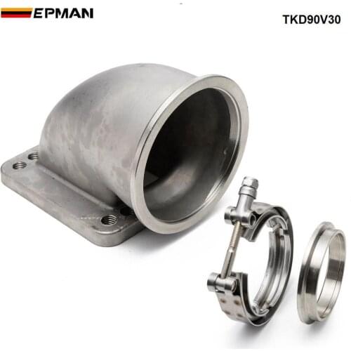 1 set 3" Vband 90Degree SS Cast Turbo Elbow Adapter Flange+Clamp For T3 T4 Turbocharger TKD90V30