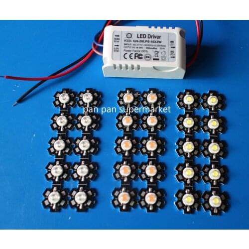 10pcs 3w cold white 6000k-6500k /royal blue /full spectrum led 380-840nm +1pcs 6-10x3w 600mA led driver DIY