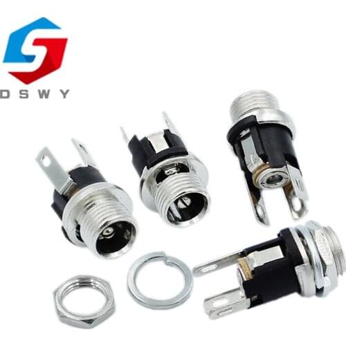 10PCS DC025M 5.5*2.1/2.5mm DC Socket With Nut 5.5x2.1/5.5x2.5 mm DC Power Jack Socket Female Panel Mount Connector
