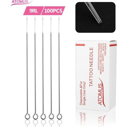 Agujas Para Tatuar 100pcs 9rl Agujas Tatuaje Material Agulha De Tatuagem Naalden Botas Magnum Permanent Makeup Needle Suplies