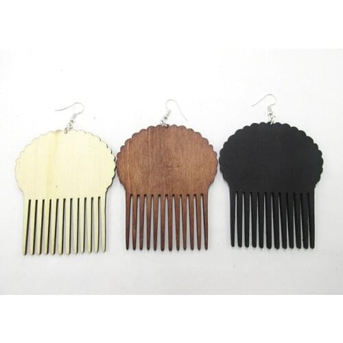 5pairs/lot 3 INCH Newest Pick Wood Earrings can mixed 3 colors