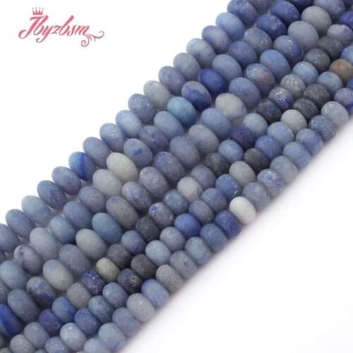 3x6,4x8mm Frost Rondelle Bead Blue Aventurine Natural Stone Beads For DIY Necklace Bracelets Jewelry Making 15" Free Shipping