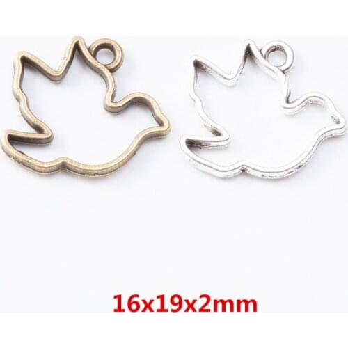 80 pieces of retro metal zinc alloy Peace Dove pendant for DIY handmade jewelry necklace making 7252
