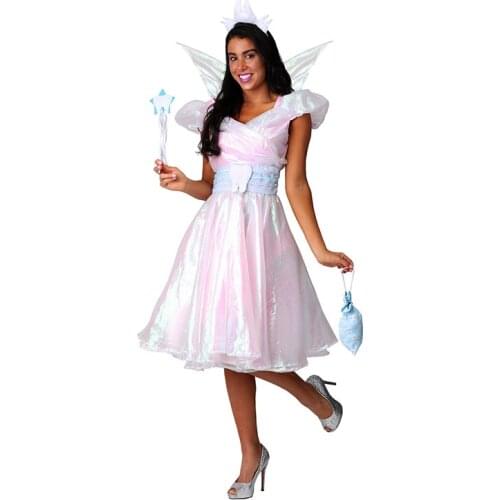White Women Peppa Tooth Fairy Dress Butterfly Wings Headband Wands Princess Adult Halloween Cosplay Fancy Party Dress Costume