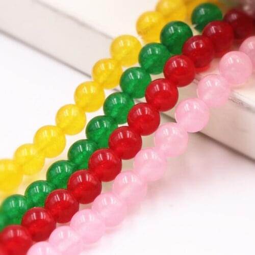 Wholesale Round Natural Stone Jades Jaspers Spacer Crystal Beads Chalcedony Loose Beads for Jewels Making Finding Craft 15" A521