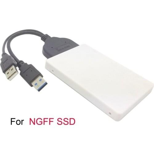 CYDZ USB 3.0 to SATA 22 Pin to M.2 NGFF PCI-E 2 LANE SSD Hard Disk Case Enclosure White With Extral Power