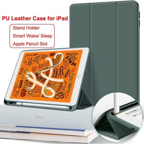 For iPad Pro 11 12.9 2020 10.2 9.7 10.5 Air 1 2 Mini 5 6 7th 2019 2018 2019 Case Smart Cover Pencil Holder Slot Stand Funda
