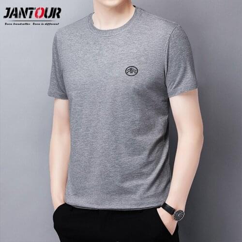 Brand Men Modal Fabric Summer T-shirt 2021 for Men Short Sleelves Clothing Solid Color Oversized White Grey Blue Tshirts for Boy