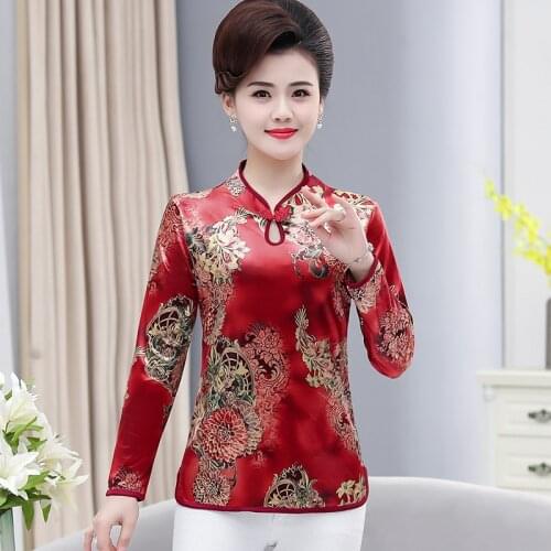 Chinese Style Long Sleeve T-shirt Women Autumn Spring Clothes 5XL Plus Size Tee Shirts Femme Casual Slim Vintage Tops