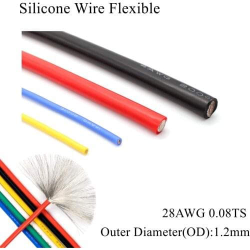 28AWG Silicone Wire Ultra Flexible Test Line Silica Gel Cable High Temperature Wires Soft Tinned Copper Model Conductor Wiring