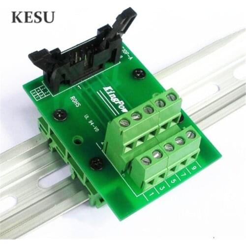 IDC10Pin 2.45mm IDC-10 Pin Male Connector to 10-Pin Terminal Block Breakout Board Adapter PLC Relay Terminals DIN Rail Mounting