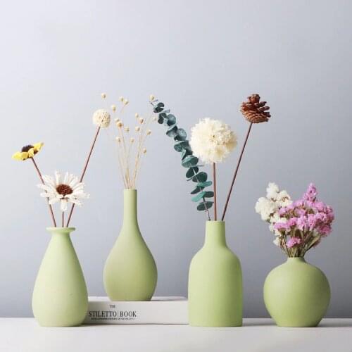 Ceramic Vase Nordic INS Dried Flower Home Decor Living Room Decoration Green Simple Desktop ваза вазы горшок для цветов декор