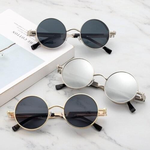 Classic Gothic Round Sunglasses Men Women Brand Designer Sun Glasses Outdoor Metal Frame Steampunk Style Oculos De Sol