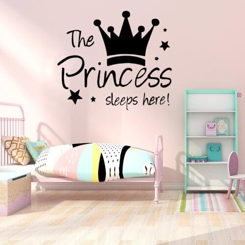 Colorful Princess Sleep Here Quote Wall Stickers Art Decals For Girl Room Decor Decal Baby Bedroom Quote Sticker наклейка