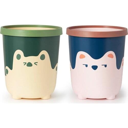 Creative Cute Bear Trash Can Rubbish Garbage Bin Cut Multi-function PP Plastic Large Capacity Bucket Waste Bin for Home/Kitchen
