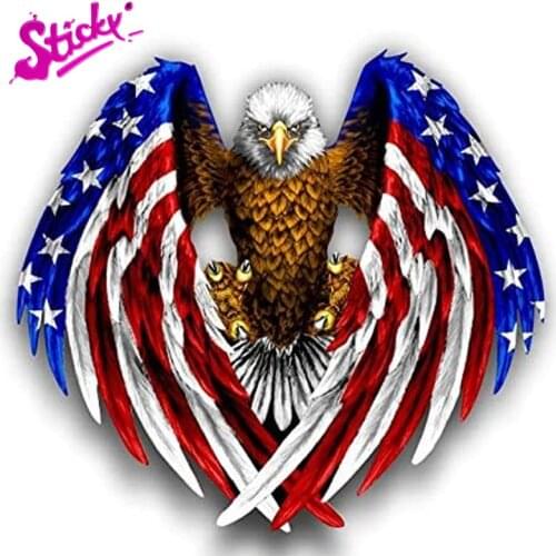 STICKY Bald Eagle American Flag Car Decal Car Sticker Anime Decal Car PVC The Whole Body Creative Stickers