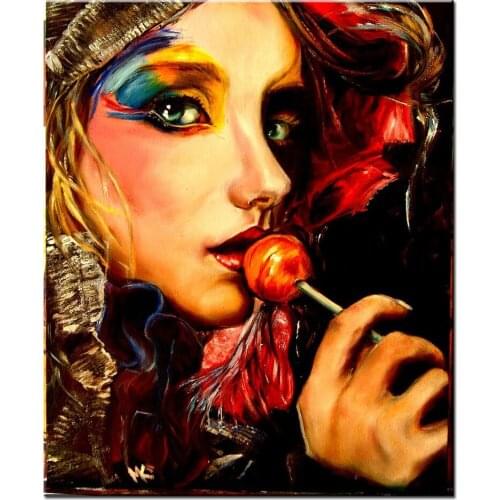 Lollipop girl diamond embroidery,full square round drill diamond painting 5d diy diamond mosaic woman I79