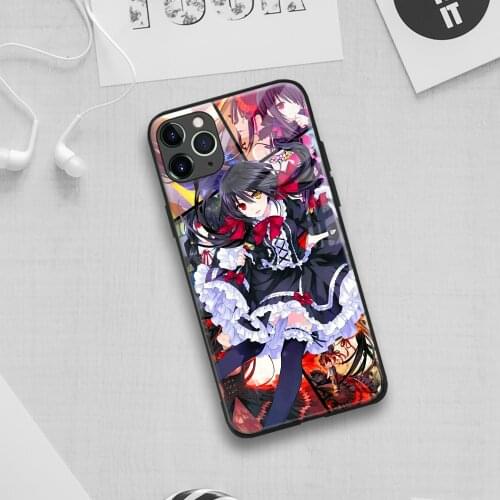 Kurumi Tokisaki Date A Live anime Soft Silicone Glass Phone Case for IPhone SE 6s 7 8 Plus X Xr Xs 11 12 Mini Pro Max Samsung
