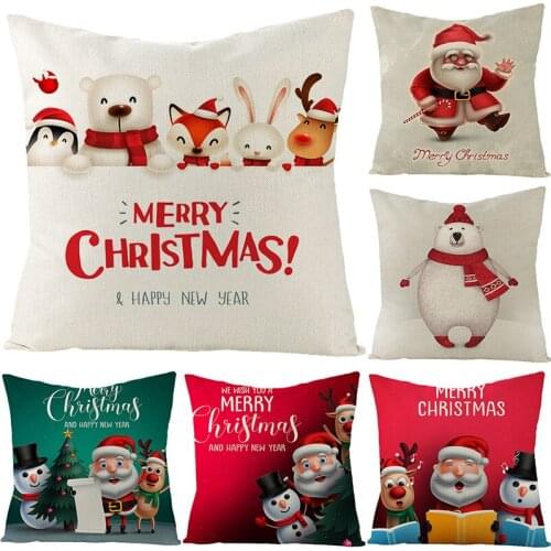 Cushion Cover 45*45 Christmas Cotton Linen Pillowcase Sofa Cushions Pillow Cases Pillow Covers Home Decor KD-0283