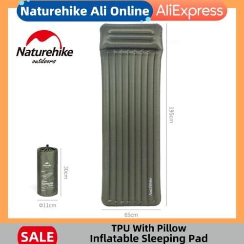 Naturehike 2021 New Inflatable Sleeping Pad 9CM 70D Nylon TPU Sleeping Mat With Pillow Air Mattress Moisture-proof Camping Pad